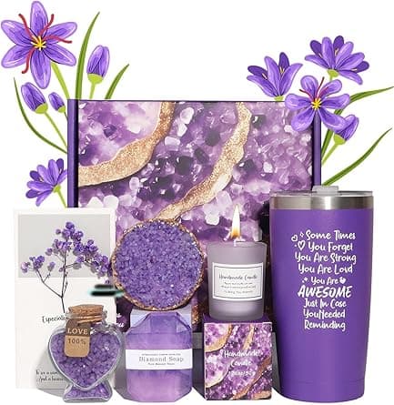 Homarket Scented Candles Set,Birthday Gifts for Women, Relaxing Spa Gift Basket Set, Thoughtful and Distinctive Presents for Women, Ideal for Holiday Gifting,Purple - Amazon.ae Price Tracker