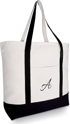 DALIX Personalized Tote Bag Monogram Black - A - Amazon.ae Price Tracker