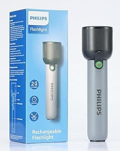 PHILIPS Handheld Torch Light, 2000mAh Rechargeable Torch Light with 2 Modes,400LM & IP44 Waterproof, Portable Flash Light for Home, Camping, Hiking, Emergency(Gray) - Amazon.ae Price Tracker