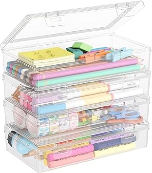 Lifewit Plastic Pencil Box with Snap-tight Lid, Large Capacity Hard Pencil Case, Stackable Craft organizer for Art Supply, Office, Clear, modern - Amazon.ae Price Tracker