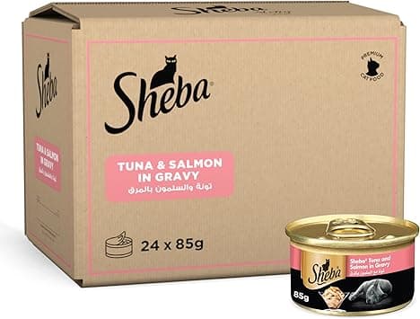 Sheba Cat-Food Tuna & Salmon Can, Made from Natural Ingredients Essential Vitamins and Minerals, this is a Grain Free Formula Suitable for Sensitive Cats, Pack of 24x85g - Amazon.ae Price Tracker