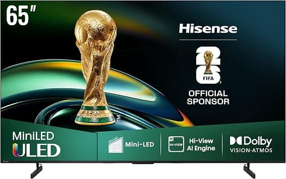 Hisense 65 Inch Mini LED QLED 4K Smart TV 65U6Q Pro,Quantum Dot,HSR120Hz, AI Engine, Dolby Vision.Atmos, HDR10+, Built-in Subwoofer, Filmmaker Mode,8 Years OS Update - Amazon.ae Price Tracker