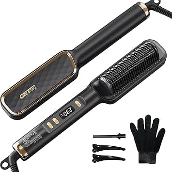 Hair Straightener Brush, Ceramic Hair Straighteners and Straightening Brush 2-in-1 for Women,PTC Ceramic Hot Anti-Scald, Fast Heating, 30 Temperature Settings (80℃~230℃) LED Display for Women (Black) - Amazon.ae Price Tracker