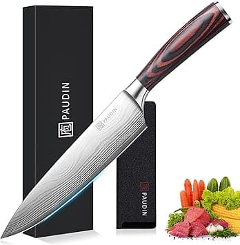 PAUDIN Chef's Knife, 20.3 cm high carbon stainless steel sharp kitchen knife, with knife ergonomic handle, gift box for home and restaurant use. - Amazon.ae Price Tracker