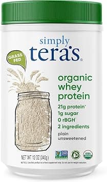 Simply Tera's Organic Whey Protein Powder - Grass Fed Whey Protein Powder Without Artificial Sweeteners, Unflavored Protein Powder, Non-GMO, Kosher, Gluten-Free - Plain Unsweetened 12 Oz - Amazon.ae Price Tracker