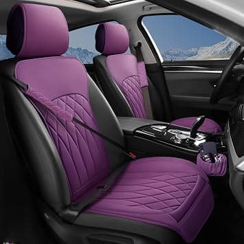 BEITK 2 Pack Leather Front Car Seat Covers, Universal Sideless Car Seat Protectors with Storage Pocket and Seat Belt Pads, Waterproof Automotive Seat Cover for Cars Trucks SUV(Purple) | PU Leather, Scratch-resistant, Sideless Design, Universal Fit, with Storage Pockets and Seat Belt Pads, Easy to Install - Amazon.ae Price Tracker