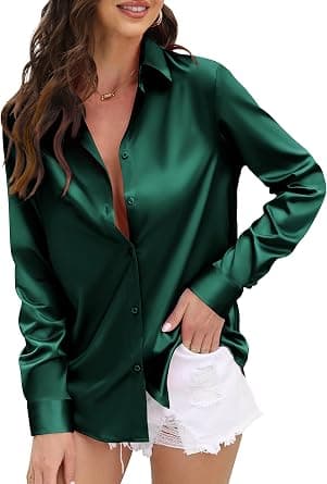 CUNLIN Women’s Soft Satin Shirts, Silk Leopard Button-Down, Long-Sleeved, Silky - Amazon.ae Price Tracker