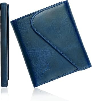 Slim Wallets for men | handmade Modern Minimalist front Pocket wallets | 6-12 Cards Geniune leather rfid wallet for men | Gift wallets with magnatic closure, Dark Blue, Premium - Amazon.ae Price Tracker