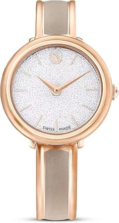 Swarovski Crystalline Bangle Watch, Swiss Made, Metal Bracelet, Beige, Rose Gold-Tone Finish, Beige, strap - Amazon.ae Price Tracker