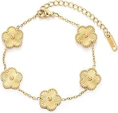 TICVSS Four Leaf Clover Bracelet for Women 18K Gold Plated Stainless Steel Lucky 4 Leaf Link Bracelet Jewelry Gift for Women - Amazon.ae Price Tracker