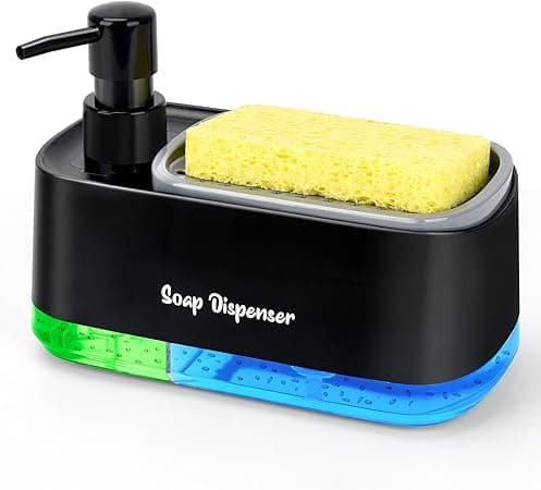 Bestseek Hand and Dish Soap Dispenser Set for Kitchen, Dual Soap Dispenser with Sponge Holder, 3-in-1 Countertop Soap Pump Dispenser for Kitchen Sink, Useful Kitchen Gadgets - Black - Amazon.ae Price Tracker