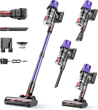 Cordless Vacuum Cleaner,550W Vacuum Cleaners for Home, 60Mins Stick Vacuum with LED Display, Anti-Tangle & Wall Mount Charging, 8 in 1 Lightweight Vacuum for Hard Floors Carpet Pet Hair - Amazon.ae Price Tracker
