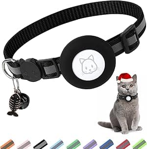 Airtag Cat Collar, Air tag Cat Collar with Bell and Safety Buckle in 3/8" Width, Reflective Collar with Waterproof Airtag Holder Compatible with Apple Airtag for Cat Dog Kitten Puppy (Black) - Amazon.ae Price Tracker