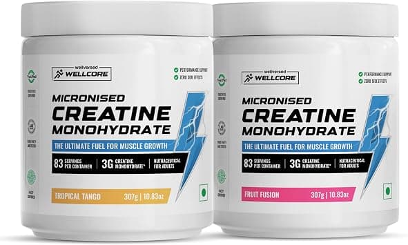 Wellcore Creatine Powder 83 Serving Fruit Fusion & Tropical Tango For Enhanced Muscle Strength With Rapid Absorption | Creatine mono hydrate | Pack Of 2 | - Amazon.ae Price Tracker