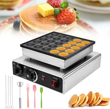 Mini Pancakes Maker Machine 25pcs 950W Waffle Maker Mini Pancake Machine Home Kitchen Appliances with Timer, Temperature Control Knob and Heating Indicator (US plug 220V) - Amazon.ae Price Tracker