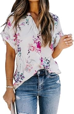 Allimy womens Casual Split V Neckline Blouses Soft - Amazon.ae Price Tracker