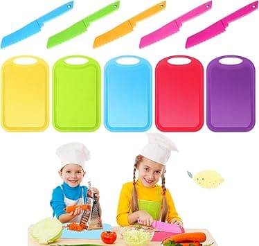 PINKE 10 Pcs Plastic Knife Set with Cutting Board Toddler Knife Tools, Including 5 Child Safe Knife 5 Chopping Block Cooking Utensils for Cooking Club, Preschool - Amazon.ae Price Tracker
