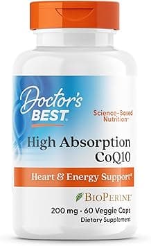 Doctor's Best High Absorption CoQ10 with BioPerine Gluten Free Naturally Fermented Vegan, Heart Health and Energy Production 200 mg 60 Veggie Caps, White - Amazon.ae Price Tracker