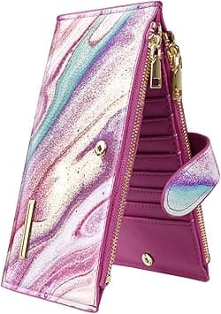Womens RFID Blocking Large Capacity Wallet Multi Card Organizer Bifold Wallet for Women with Zipper Pocket, Purple Painting - Amazon.ae Price Tracker