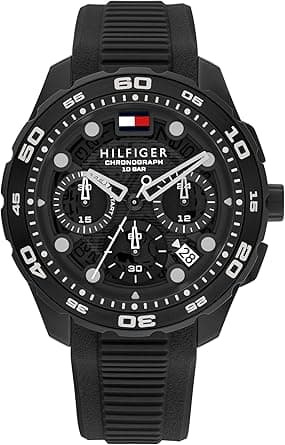 Tommy Hilfiger Chronograph Quartz Watch with Calendar for Men with Black Silicone Bracelet - 1792233 - Amazon.ae Price Tracker