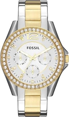 Fossil Riley Women's Watch with Crystal Accents and Stainless Steel Bracelet Band - Amazon.ae Price Tracker