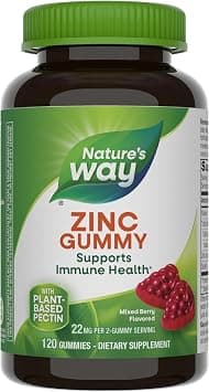 Nature's Way Zinc Gummy 120 Gummies| Supports Immune Health | Mixed Berry Flavoured | 22mg per 2-gummy serving | Plant-based Pectin Dietary Supplement - Amazon.ae Price Tracker