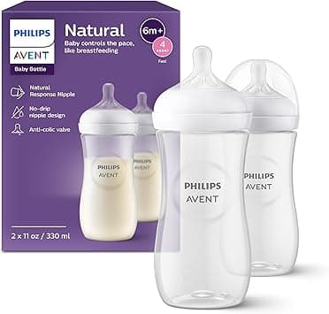 Philips Avent Natural Baby Bottles with Natural Response Nipples (Fast Flow, Flow 4), 11oz, 2-Pack, SCY906/02 - Amazon.ae Price Tracker