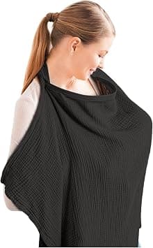 Konssy Muslin Nursing Cover for Baby Breastfeeding, Breathable 100% Cotton Breastfeeding Cover with Rigid Hoop for Mother Nursing Apron, Multi-use Carseat Canopy Canopy (Black) - Amazon.ae Price Tracker
