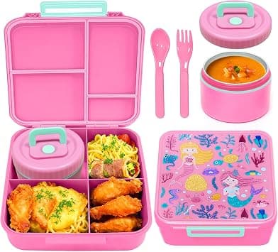 Bento Lunch Box, LunchBox 4 Compartments, Leak-Proof Lunch Container, PFAS&BPA-Free Microwave Safe, BLYPHOO Bento Box with Soup Bowl(Pink) - Amazon.ae Price Tracker