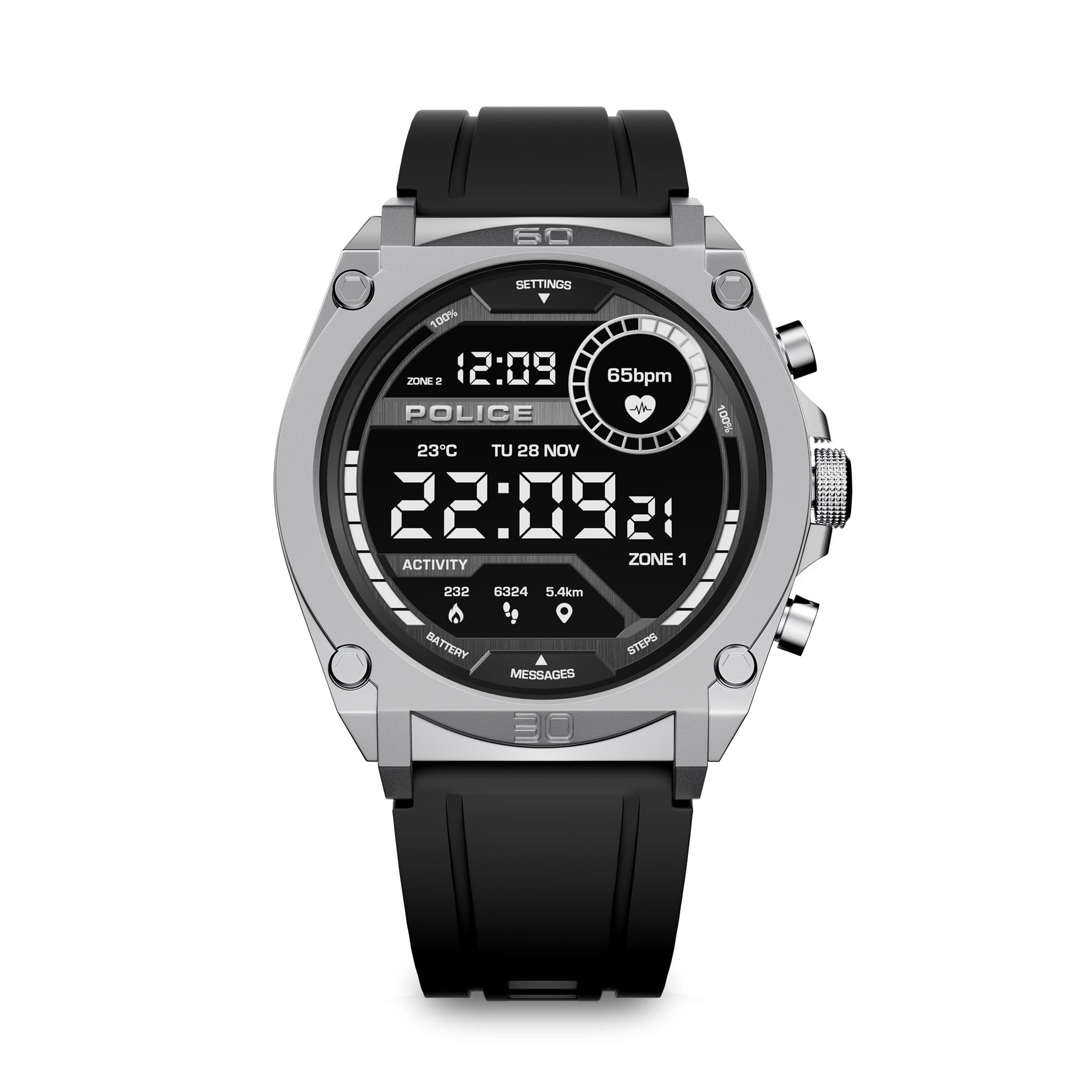 Police My Avatar Alloy Case Black Silicone Strap Gents Smartwatch with Amoled Glass IP68-45mm (Gun) - Amazon.ae Price Tracker