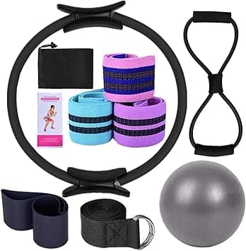 Eacam Pilates Ring Circle Set - Workout at Home Workout Equipment Women - Booty Bands Stretching Equipment Pilates Mini 25cm Exercise Ball Resistance Band for Legs Arms and Thighs - Amazon.ae Price Tracker