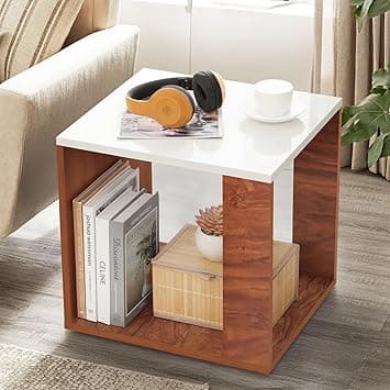ABOUT SPACE Wooden Center Table, End Sofa, Bedside Table, Corner Coffee Table with Solid Finish Space Saving Furniture with Storage for Living Room, Bedroom (Oak Red- L 40 x B 45 x H 45 cm) - Amazon.ae Price Tracker