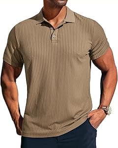 PJ PAUL JONES Mens Texture Polo Shirts Casual Wrinkle Free Elasticity Short Sleeve Knit Golf Shirt Tops - Amazon.ae Price Tracker
