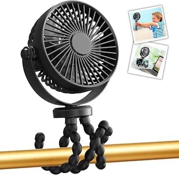 snawowo Mini Handheld Personal Portable Fan, Baby Stroller Fan, Car Seat Fan, USB or Battery Powered, with Flexible Tripod Clip on Student Bed Desk Bike Crib Treadmill Camping Traveling(Black) - Amazon.ae Price Tracker