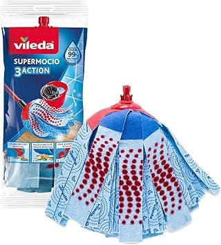 Vileda 3action Supermocio Floor Mop Refill, Versatile, Red Spot Eraser, Blue Microfiber, 3D Red Spots. - Amazon.ae Price Tracker