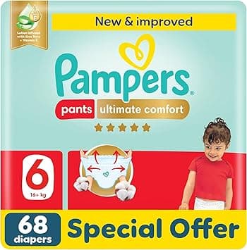 Pampers Ultimate Comfort Pants Diapers, Size 6, 16-21kg, Lotion infused with Aloe Vera and Vitamin E, Cottony Soft Fit for up to 100% Leakage Protection, Super Saving Pack, 68 Count - Amazon.ae Price Tracker