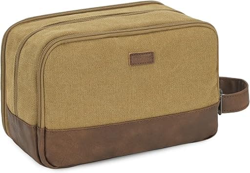 WANDF Travel Toiletry Bag for Men Large Toiletries Shaving Bag Water Resistant Hanging Dopp Kit Travel Accessories Bag for Women Men (Khaki) - Amazon.ae Price Tracker
