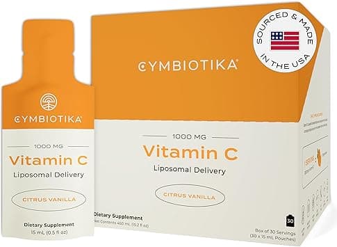 CYMBIOTIKA Liposomal Vitamin C 1000mg, Healthy Immune System Support, Boost Collagen Production, Citrus Vanilla Flavor, 15 ml Pouches (Pack of 30) - Amazon.ae Price Tracker