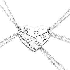 Jovivi Silver Tone Alloy BFF Necklace for 2-5 Best Friends Matching Heart Pendant Friendship Necklaces Women Girl Jewelry Gift - Amazon.ae Price Tracker