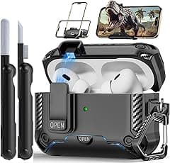 Protective Case for AirPods Pro Case, Compatible with AirPods Pro 2nd/1st (2023/2022/2019), Safety Lock Design, for Apple Airpods Pro 2 Case with Clean Pen & Lanyard (Built-in Stand and Magnets) - Amazon.ae Price Tracker