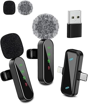 Wireless Mini Lavalier Lapel Microphone for iPhone iPad & Android Phone, 2 in 1 Lapel Mic for Video Recording- Dual Mics with Noise Reduction for Video YouTube Tiktok Podcast Vlogging(2 Pack) - Amazon.ae Price Tracker