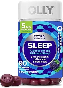 OLLY Extra Strength Sleep Gummy, 5 mg Melatonin, L-Theanine, Chamomile, Lemon Balm, Sleep Aid, Occasional Sleep Support, BlackBerry - 90 Count - Amazon.ae Price Tracker