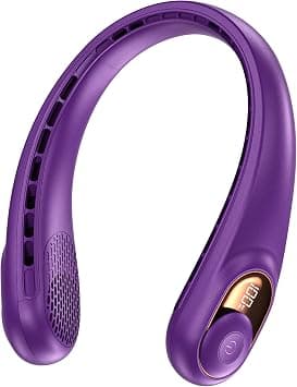 Neck Fan, Portable Bladeless Neck Fans with LED Display, 360° Airflow, 4000mAh Rechargeable Battery, Super Quiet Hands-Free Personal Wearable Fan for Indoor Outdoor, Grape - Amazon.ae Price Tracker