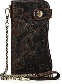 LUUFAN Men's Genuine Leather Long Wallet Chain Wallet Card holder Wallet with Coin Pocket - Amazon.ae Price Tracker
