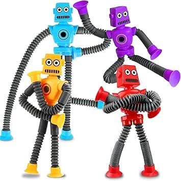 Easter Basket Stuffer Gift Robot Sensory Travel Toys 4Pcs for Toddlers Kid Boy Year Old Ages 3 4 5 6 7 8 9, Airplane Activities Suction Autism Pop Tube Fidget Toys Autistic Stocking Valentine for Kids - Amazon.ae Price Tracker
