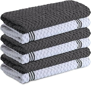 Infinitee Xclusives Premium Kitchen Towels - Pack of 6, 100% Cotton 40cm x 70cm Absorbent Dish Towels - 425 GSM Tea Towel, Terry Kitchen Dishcloth Towels - Grey Dish Cloth for Household Cleaning - Amazon.ae Price Tracker