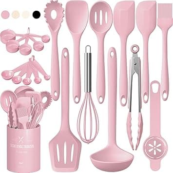 Umite Chef Kitchen Utensils Set, 22Pcs Silicone Cooking Utensils Set, Heat Resistance Silicone Ktchen Spatulas Set with Holder, Cooking Gadgets Tools Set for Nonstick Cookware, Dishwasher Safe(Pink) - Amazon.ae Price Tracker