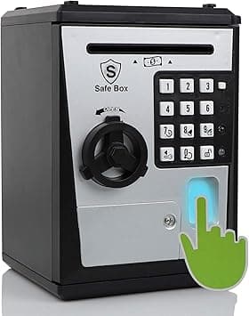 Lyght Mini ATM Savings Bank for Real Money, Electronic Voice Piggy Banks, Fingerprint Password, Kids Safe Box, Cool Stuff Gift for Boys and Girls Silver/Black - Amazon.ae Price Tracker