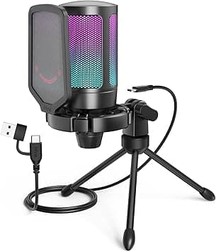 FIFINE Gaming USB Microphone for PC PS5, Condenser Mic with Quick Mute, RGB Indicator, Tripod Stand, Pop Filter, Shock Mount, Gain Control for Streaming Discord Twitch Podcasts Videos- AmpliGame - Amazon.ae Price Tracker