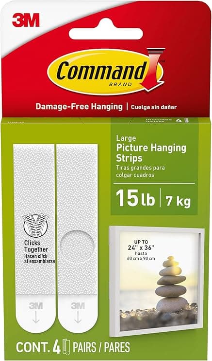 Command Picture Large Hanging Strips White color, 4 pairs/pack | Holds 7.2 kg whole pack | Organize | Decoration | No Tools | Holds Strongly | Damage-Free Hanging - Amazon.ae Price Tracker